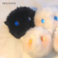 MOUSSON จี้ตุ๊กตาแฮนด์เมดรูปแมวบลัชออนผงที่ใส่กุญแจลูกแมวภูเขาพวงกุญแจน่ารักหัวใจเด็กผู้หญิงกระเป๋านักเรียนจี้