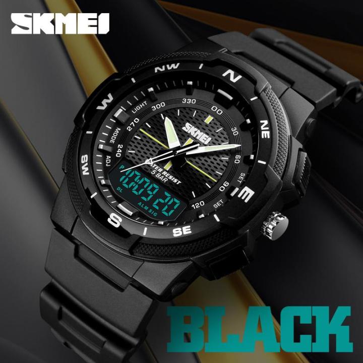 skmei-ชายแบรนด์หรูแฟชั่นนาฬิกาอิเล็กทรอนิกส์-led-ดิจิตอลอนาล็อกมัลติฟังก์ชั่-12-24-นาฬิกา-hours-ทหาร-50-กันน้ำการพักผ่อนกลางแจ้งนาฬิกากีฬา