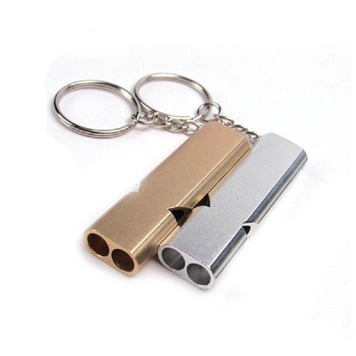 dual-tube-survival-whistle-portable-aluminum-safety-whistle-for-outdoor-hiking-camping-survival-emergency-keychain-multi-tool-survival-kits