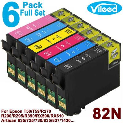 compatible 6 Pack 82 82N Full Set Ink for EPSON Printer T0821N T0821 T0822N T0822 T0823N T0823 T0824N T8024 T0825N T0825 T0826N T0826 Print Cartridge for Stylus Photo R290 RX590 RX615 RX690 1410 TX710W TX810FW TX820FWD Artisan 635 725 Printe