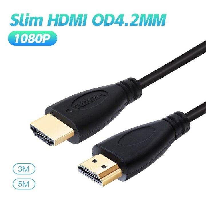 chaunceybi-hdmi-cable-od4-2mm-ultra-soft-thin-cord-wire-supports-speed-1080p-3m-5m