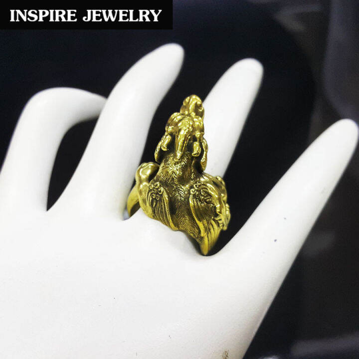 inspire-jewelry-แหวนปี่เซี้ยะ-หล่อจากทองเหลืองนอกทั้งวง-สรีระสวยงามมาก-แหวนมงคลดูดทรัพย์