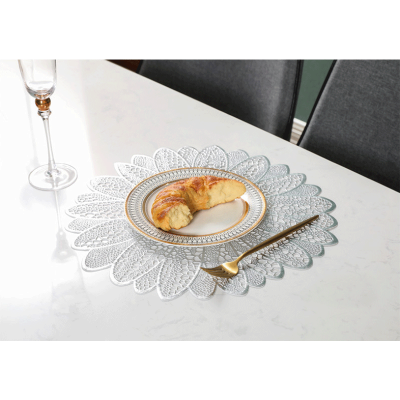 6pcs Flower Shape Table Mat Christmas Gift Pad Napkin Placemat Cup Cookware Coaster Doily Kitchen Insulation Mat PVC Placemat