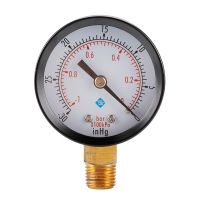 1/4 NPT -30HG/0PS Vacuum Manometer Mini Dial Portable Dual Scale Dial Pressure Gauge 2 Dial Digital Display Gauge