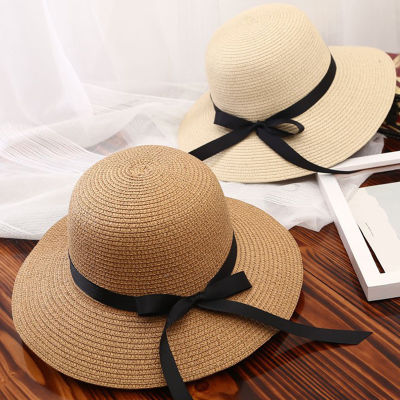 [Lady Sugar] 2022ใหม่ที่เรียบง่ายพับปีกกว้างฟลอปปี้ฟางอาทิตย์หมวกชายหาดผู้หญิงฤดูร้อนหมวก UV ปกป้องท่องเที่ยวหมวก
