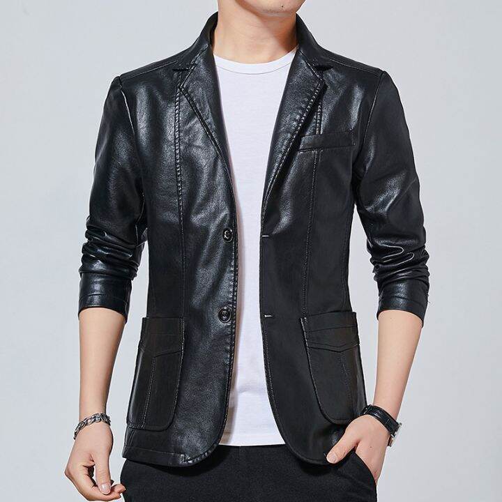 cod-leather-mens-spring-and-autumn-korean-style-trendy-slim-handsome-suit-jacket-flight-motorcycle-leather