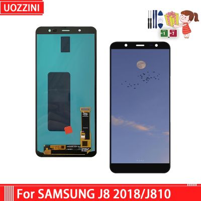 จอ AMOLED LCD ขนาด6.0นิ้วเหมาะสำหรับการแสดง Samsung Galaxy J8 2018หน้าจอสัมผัสอะไหล่สำหรับ Galaxy J810 J810F จอแสดงผล SM-J810M