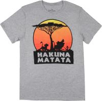 Disney The Lion King Hakuna Matata Tree Silhouette Orange Sunset Mens T-Shirt