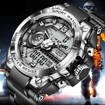 Relogio Masculino  LIGE Sport Men Quartz Digital Watch Creative Diving Watches Men Waterproof Alarm Watch Dual Display Clock