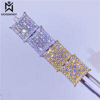 มิลลิเมตร11มิลลิเมตร Moissanite ต่างหูคลาสสิกสแควร์ S925เงินจริงเพชรเย็นออกหูกระดุมสำหรับผู้หญิงผู้ชายเครื่องประดับระดับไฮเอนด์ผ่านการทดสอบ