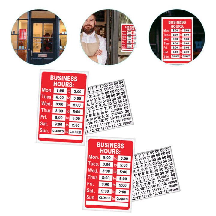 Mlinstudio 2 Sets Glass Door Business Hours Signage Changeable Store