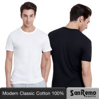 Sanremo Modern Classic เสื้อยืดชาย แซนรีโม คอกลม แขนสั้น นุ่ม ใส่สบาย ระบายเหงื่อดี สีขาว สีดำ NIS-SCT1