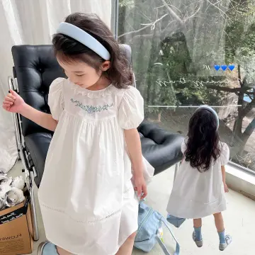 Girls white cotton on sale dress