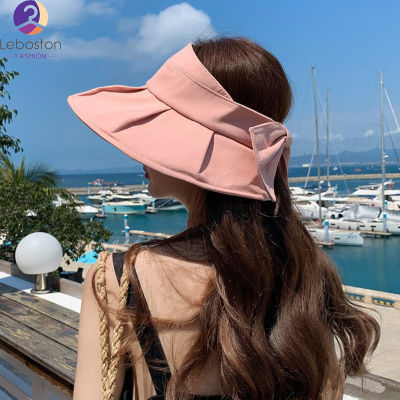 หมวกว่างเปล่ากลวงป้องกันบังแดด Uv ลายโบว์หมวกบังแดดสำหรับผู้หญิงใส่ในฤดูร้อนพร้อมปีกกว้างสำหรับการเดินทางชายหาด