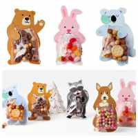 520YOSWI 10/20/50pcs Birthday Party Packaging Bear Rabbit Koala Baby Shower Candy Gift Bag Boards Gift Bags Cookie Bags Animal Greeting Cards