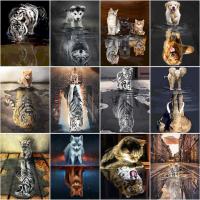 RUOPOTY DIY Painting By Numbers Kits Reflection Animals Picture By Numbers With Frame 60x75cm Handmade For Home Decors Art