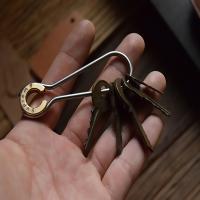 Simple Retro Element Brass Horseshoe Keychain Key Ring 304 Stainless Steel Pure Copper Combination Rotate Open Method Key Chain