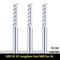 ดอกเอ็นมิลยาว 1-20 มม. สําหรับอลูมิเนียม HRC50 3 ขลุ่ยคาร์ไบด์ CNC Milling Cutter Tungsten Steel 75 100 120 150 Long Endmills