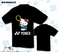 พิมพ์ลายการ์ตูนรูปแมว Yonex ใหม่รุ่นเกาหลีฤดูร้อน2023ระบายอากาศที่สะดวกสบายการวิ่งแห้งเร็วการฝึกกีฬาบาสเก็ตบอลและชุดกีฬา