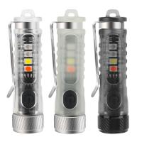 400LM Keychain Torches with Holding Clip Emergency Flashlights Red Light SOS UV Light Banknote Detection Strong Light for Hiking Rechargeable  Flashli