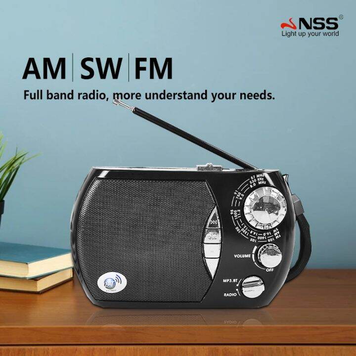 NSS Portable Radio USB Battery Rechargeable Radio Multiband AM FM SW MP3 Bluetooth Radio Player