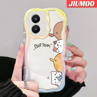 JIUMOO เคส Y22s สำหรับ VIVO Y22เคสเนื้อครีมลายบอทเคสนิ่มกันกระแทกเคสโทรศัพท์โปร่งใส TPU ป้องกันการตกหล่นเจลซิลิกาแบบใสฝาครอบป้องกันเลนส์กล้องถ่ายรูป