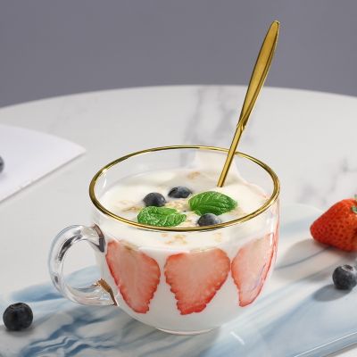 480ml Coffee Tea Mug Drinks Dessert Breakfast Milk Cup Transparent Creative Glass Cup Glass Mugs Handle Drinkware