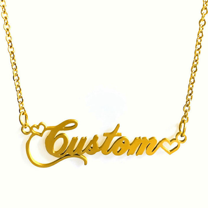 316L Stainless Steel Name Necklace Women Chain Personalized Necklace with Letter 24K Gold Choker Pendant Nameplate Jewelry Gift