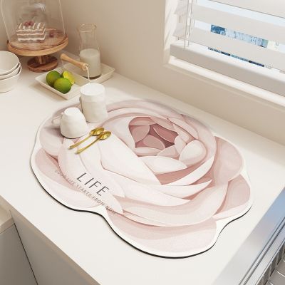 Kitchen Drain Pad Super Absorbent Drainer Mats Tableware Coffee Dish Bowl Plate Meal Draining Mat Bar Table Top Tea Pad Placemat