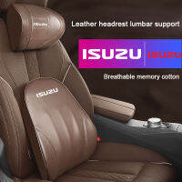 Isuzu หมอนพนักพิงศีรษะแบบหนังหลังหมอนรองโฟมจำรูปหมอนอิงรองเอวหมอนรองคอสำหรับ Dmax Mux Trooper MU7 TFR Panther Elf Traga Crosswind Panther Sportivo ACCESSORY