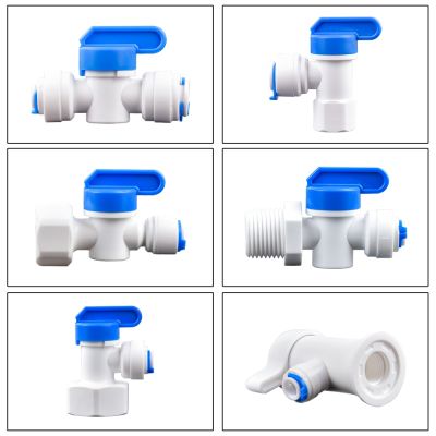 ❀ RO Water Straight Plastic Ball Valve 1/4 quot; 3/8 quot; OD Hose Quick Connect 1/4 quot; 3/8 quot; Male 1/2 quot; Female Reverse Osmosis Aquarium Fitting