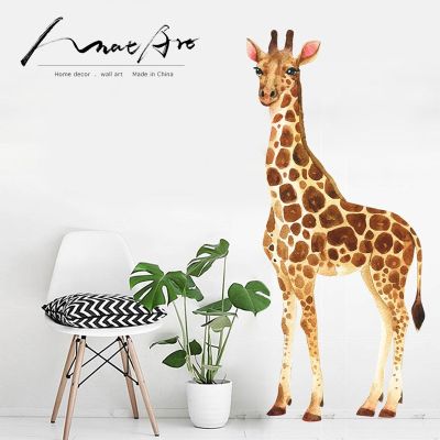 [24 Home Accessories] Modern Home Wall Decor Giraffe สติ๊กเกอร์ติดผนังสีน้ำ Wall Art โปสเตอร์สัตว์สติกเกอร์ห้องนั่งเล่นวอลล์เปเปอร์ Vinilo Pared Diy