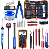 21-in-1 Portable 220V 60W Electric Soldering Iron Set Adjustable Temperature 200-450℃ with Multimeter Soldering Tool Kit