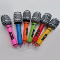 5Pcs Inflatable Microphones Foil Balloons Rock Star 80s 90s Plastic Concert Stage Disco Birthday Rap Themed Party Decorations Balloons