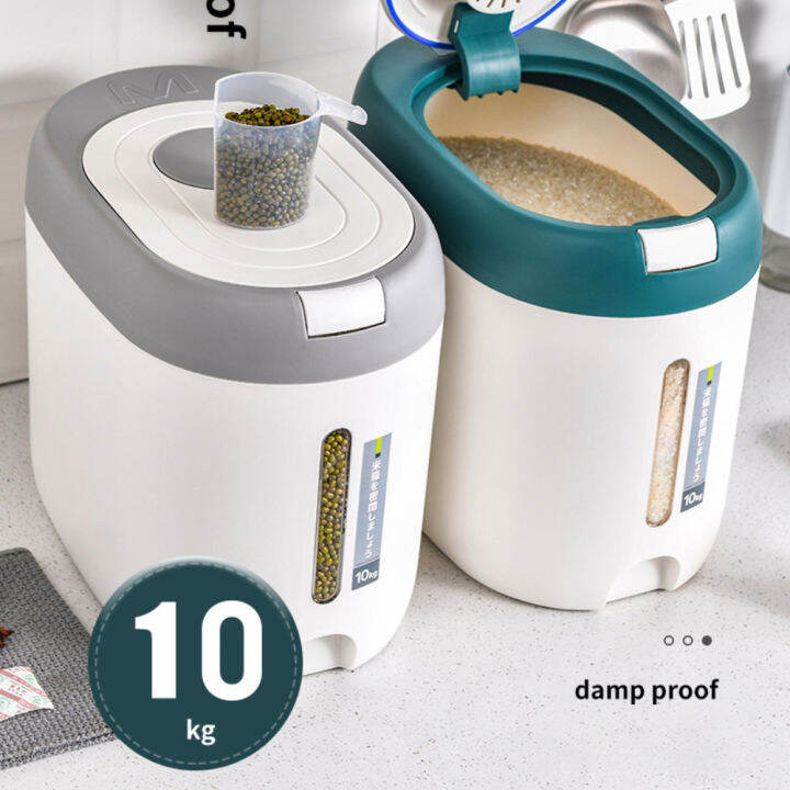 COD 10 KG Rice Storage Container With Wheel Moistureproof Airtight