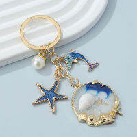 ใหม่ปลาดาว Conch Dolphin Pearl เคลือบพวงกุญแจ Sea Beach จี้สำหรับทำทำด้วยมือ DIY เครื่องประดับ-Youerd