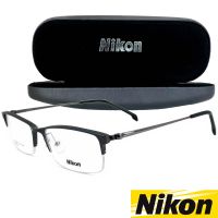 Nikon แว่นตา รุ่น 2037 กรอบเซาะร่อง Rectangle ทรงสี่เหลี่ยมผืนผ้า ขาข้อต่อ วัสดุ อลูมิเนียม (สำหรับตัดเลนส์) กรอบแว่นตา สวมใส่สบาย น้ำหนักเบา ไม่ตกเทรนด์ มีความแข็งแรงทนทาน Gouging frame Eyeglass Leg joints Aluminium material Eyewear Top Glasses