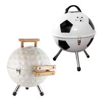 Portable Charcoal Grill Football and Golf Outdoor Grill Stove Chrome-Plated Cooking Tool for Camping Outdoor Parties Picnic Barbecue fitting