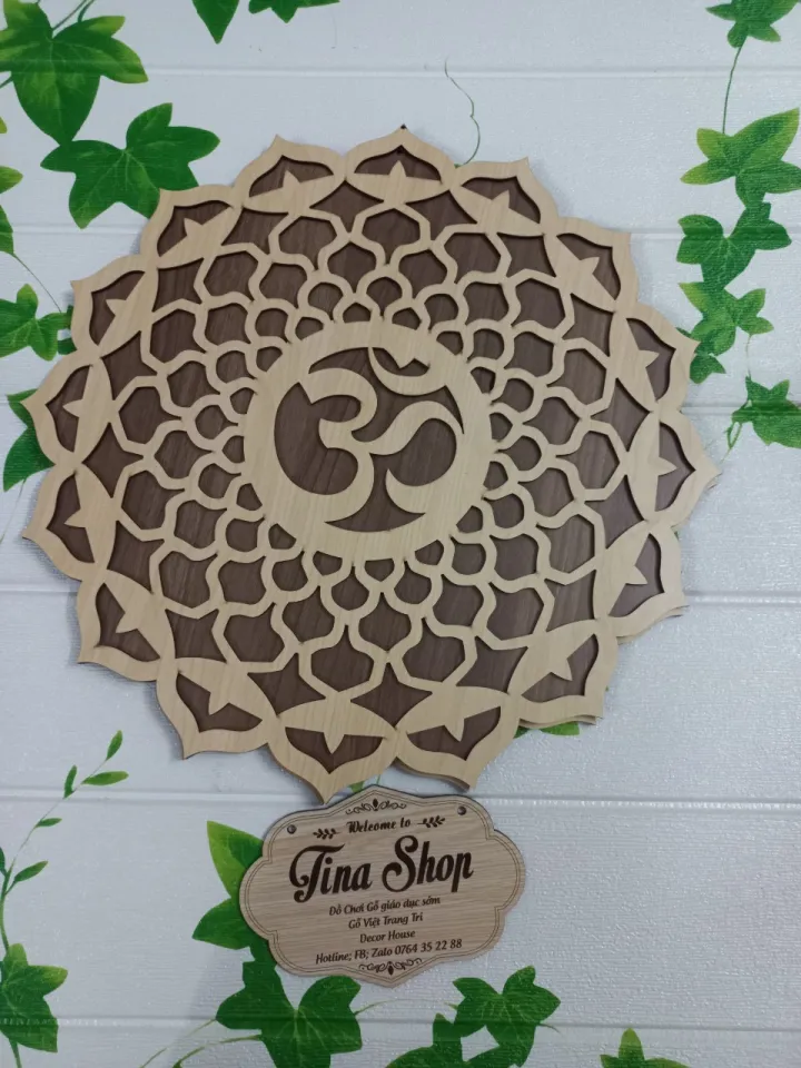 Tranh Gỗ Decor Đẹp- Họa tiết Mandala Chữ Om - Hoa Sen Đk60Cm ...