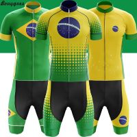 ZZOOI NEW Brazil Outdoor sports Cycling Jersey Set Breathable Team Racing Sport Bicycle Jersey Mens Cycling Clothing Short Bike Jersey