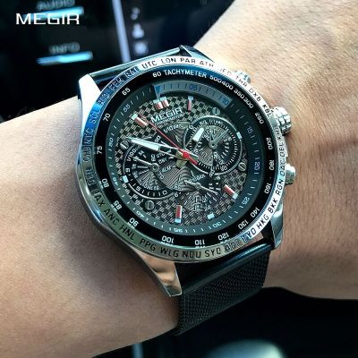 MEGIR Mens Top Brand Luxury Quartz WristWatch Casual Luminous Decorative Chronograph Male New Sport Clock Relogio Masculino