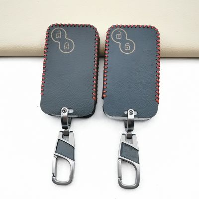 ▲✈☸ Genuine Leather Car Key Case For Renault Laguna Smart 2 Buttons Shell Cover Remote Fob Key Holder Keychain Protector Accessorie