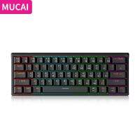 MUCAI MKA610 RGB USB มินิคีย์บอร์ดแบบกลไกสวิทช์สีแดง61คีย์เมาส์แบบมีสายโน้ตบุ๊คแป้นพิมพ์แบบพกพาสีดำบริสุทธิ์