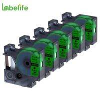 Labelife 5 Pack 43619 6mm*7m black on green 100% compatible D1 Standard Labels in good quality for everyday applications