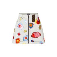 【High Quality】2023 Spring/Summer New White Versatile Cartoon Print Pattern High Waist Skirt Womens A-line Slim Style Short Skirt