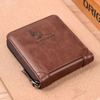 Leather Wallet for Men Zipper RFID Card Holder Purse Portable Luxury Designer Men’s Wallets Male Short Cardholder