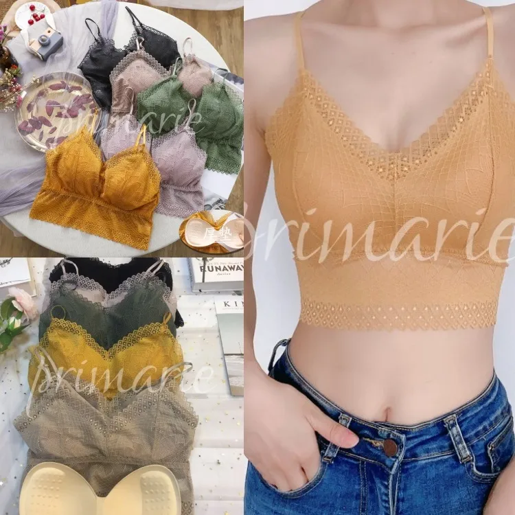COD Hot Sale Korean Women Bra Lace Sports Back Seamless Underwear Bralette  Backless Vest Sexy Panty