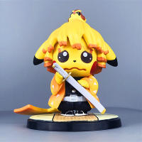 Pokemon Demon Slayer Anime Action Figure Kawaii Pop It Pikachu Cosplay Agatsuma Zenitsu Hashibira Inosuke Children Toys Dolls