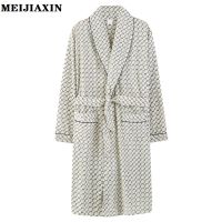 Winter Big Size L-4XL Robe Men Casual Cotton Sleepwear Warm Home Wear Male Pyjamas Kimono Bathrobe