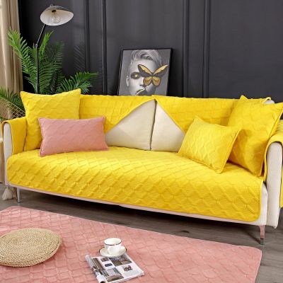 Home Sofa Cover Pillowcase for Living Room L Shape Love Seat Bay Window Mat Super Soft Plush Fabric Couch Cape